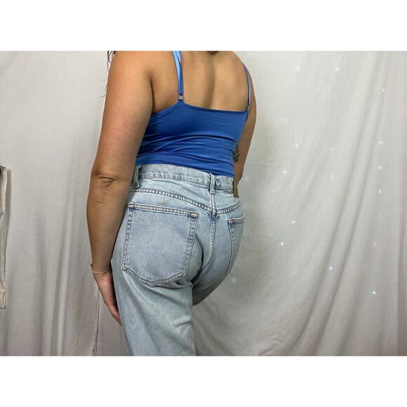 Blue Grunge Glam Lace Up Corset Babydoll Whimsygoth Fairycore Camisole Top M - Picture 2 of 4